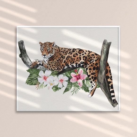 Jaguar Watercolor Illustration Wall Art Print Poster Unframed - Picture 2 of 10